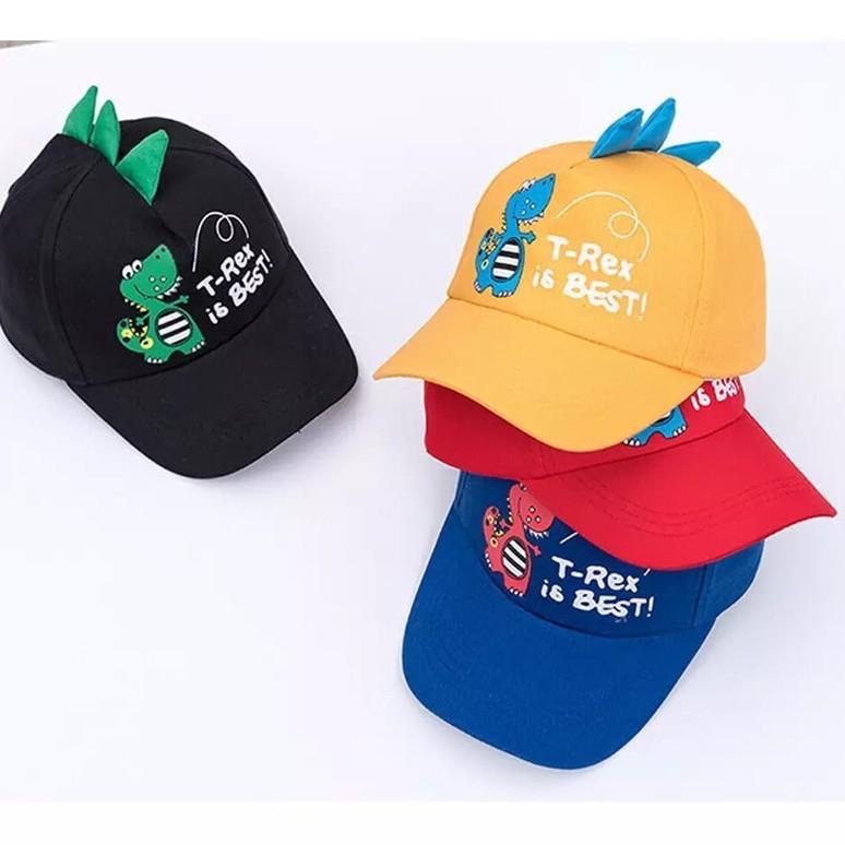 Topi Baseball Motif Dino Trex Bordir / Topi Anak-Anak / Topi Anak Karakter Dinosourus