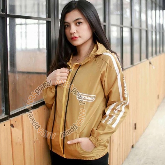 KUXU Jaket Kuxu Hoodie Resleting Wanita - Jaket Parasut Hoodie Zipper Wanita - Jaket Sporty Wanita