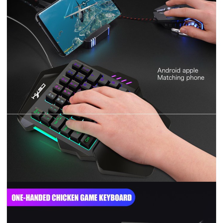 UPUPIN Paket keyboard gaming dan Mouse/Single Hand Gaming RGB Keyboard dan mouse PUBG keyboard gamin