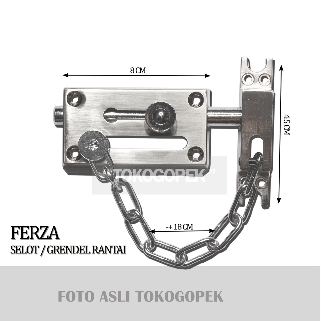 FERZA GRENDEL RANTAI PINTU SILVER - SLOT RANTAI FERZA