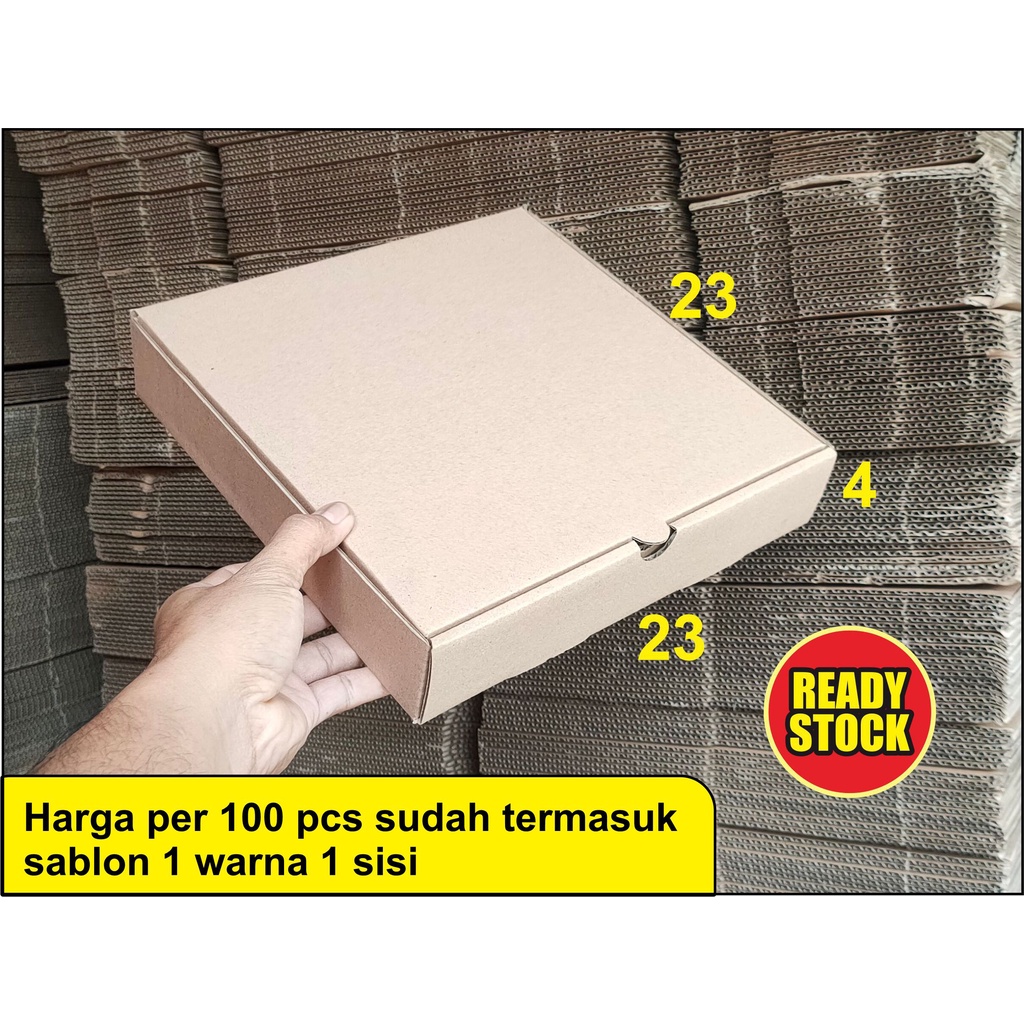 

100 pcs BOX PIZZA 23X23X4 cm + SABLON 1 WARNA 1 SISI