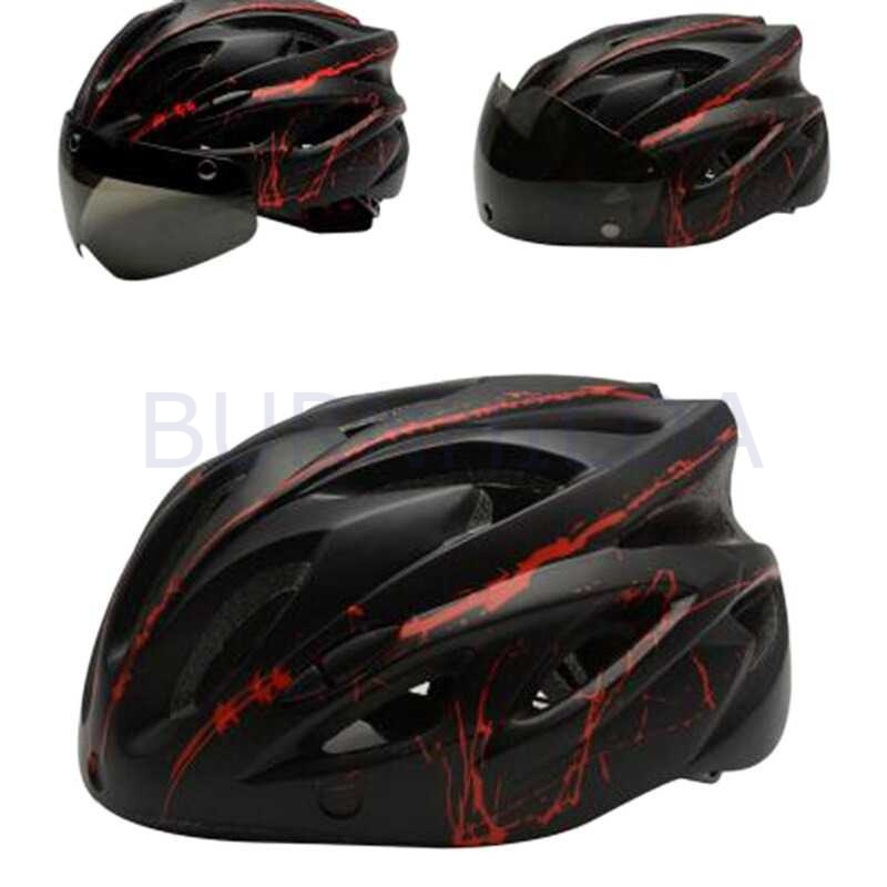 Helm Sepeda Cycling Bike Helmet Visor Removable Lens burnhilda