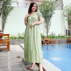 MANDA ONE SET WANITA / SETELAN RAYON DAILY ONE SET BAJU SETELAN PAJIMAS WANITA KEKINIAN-KIMONO HILSA MATCHA