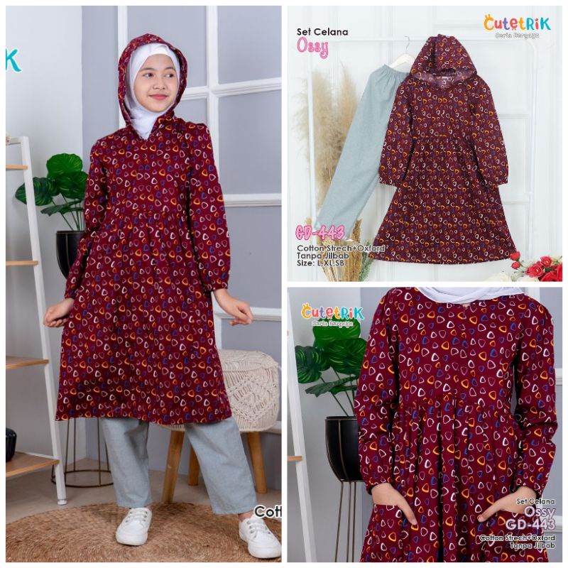 (8-13 Tahun) Setelan Celana Terbaru Cutetrik / Set Celana Shesa Ossy / Setelan Celana Muslim Anak Pe