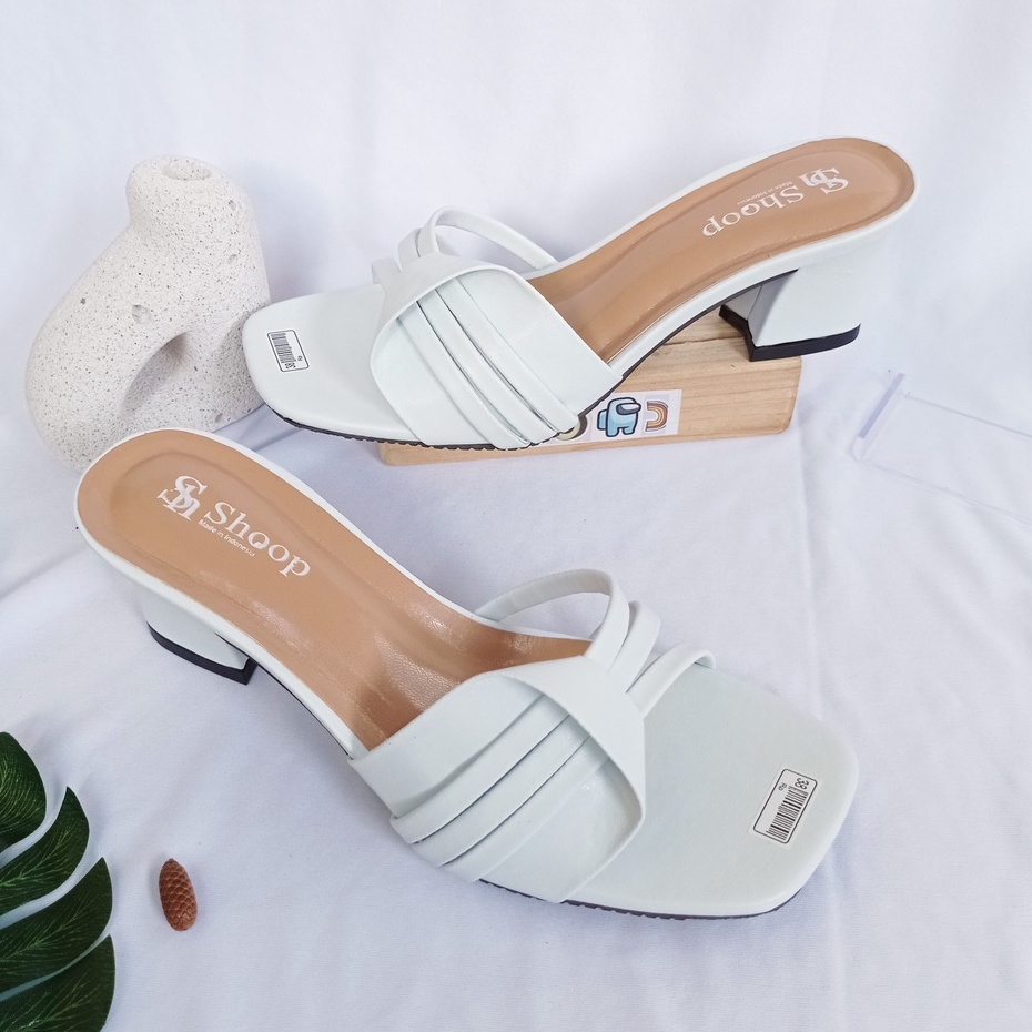 Sendal Heels Wanita Kokop Cantik Ul08 Putih