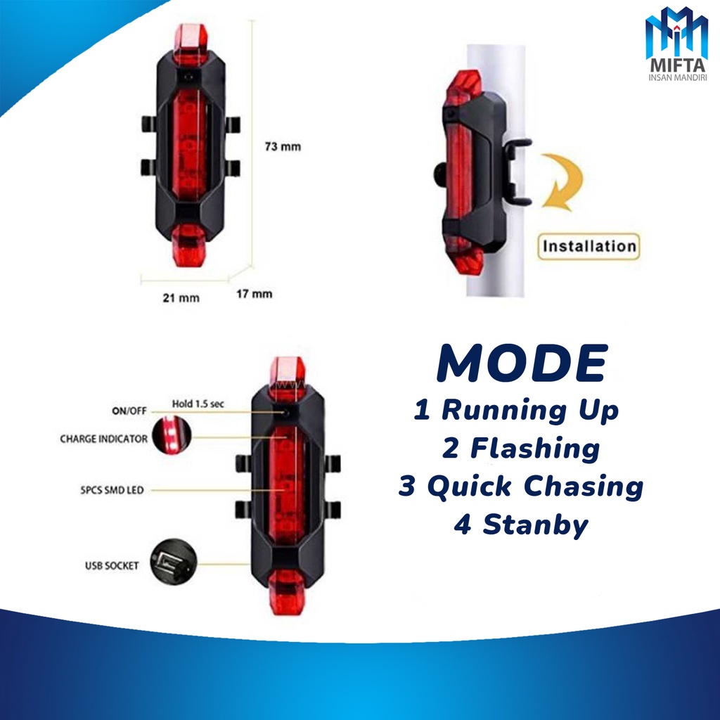 LAMPU SEPEDA LED / LAMPU BELAKANG SEPEDA / LAMPU LED / LAMPU CHARGER