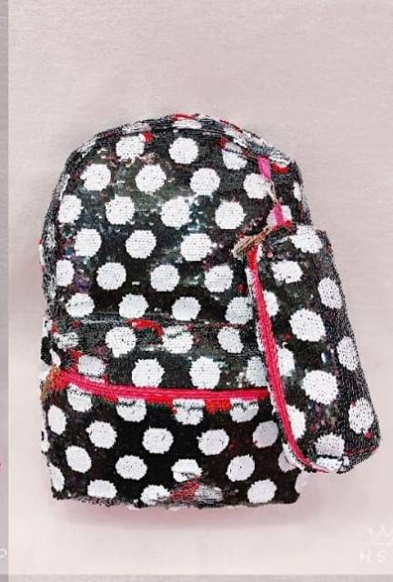 TAS RANSEL ANAK PEREMPUAN SEQUIN SEKOLAH FASHION TERBARU IMPORT SATU SET KOTAK PENSIL BISA COD