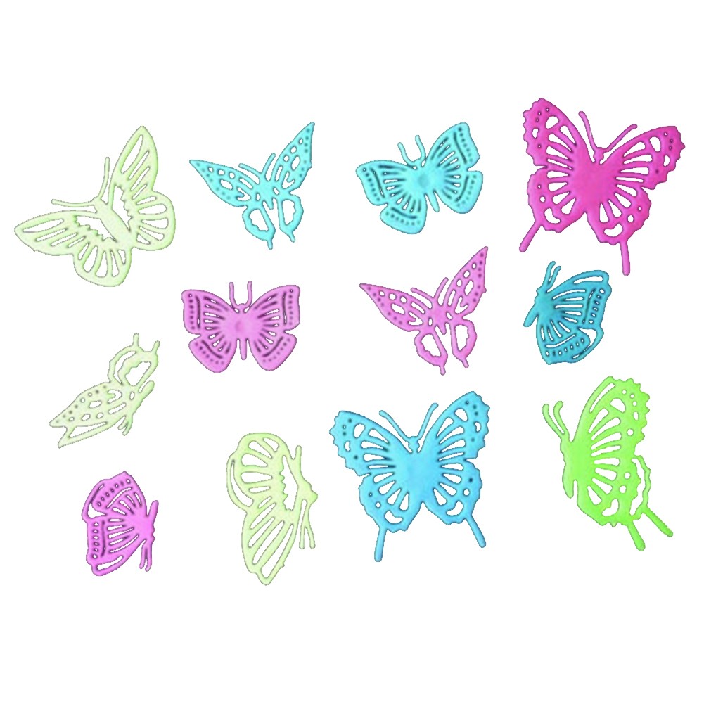 12Pcs Stiker  Dinding  Desain Kupu Kupu Hollow Out Glow  In 