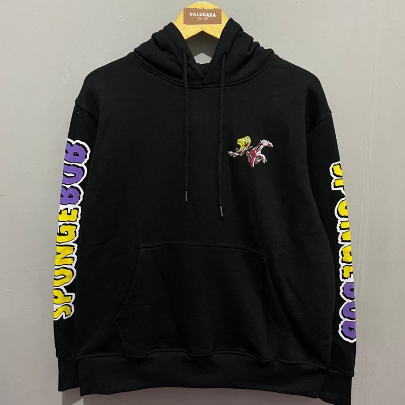 HOODIE HnM SPONGEBOB BLACK / FULL TAG + PAPERBAG / HOODIE WANITA / HOODIE PRIA