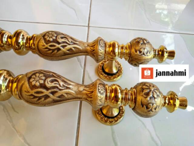 Handle pintu kuningan full ukir manggis