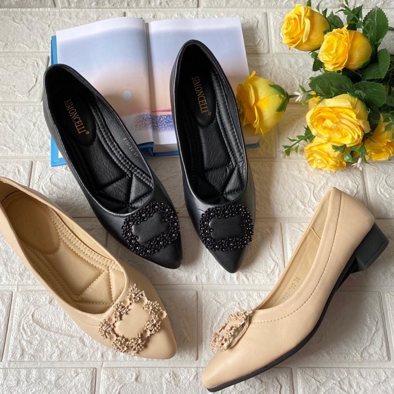 Flatshoes ujung lancip doff by Simoncelli square gasper import sepatu flat wanita kantor kerja casua