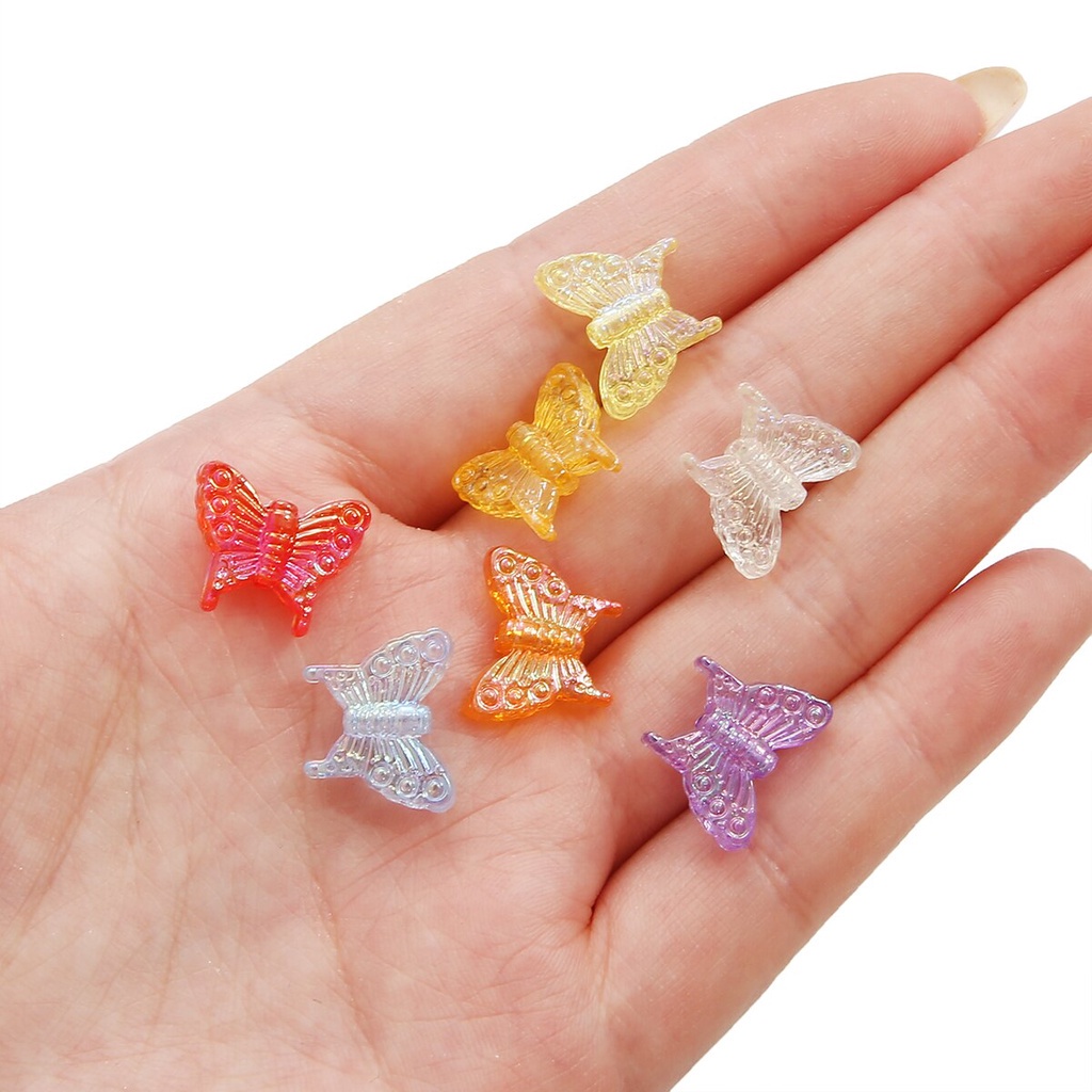 20 pcs/lot Small Butterfly Shape Beads Multi Gradient Color Acrylic Beads For Jewelry Making Handmade DIY Accessories