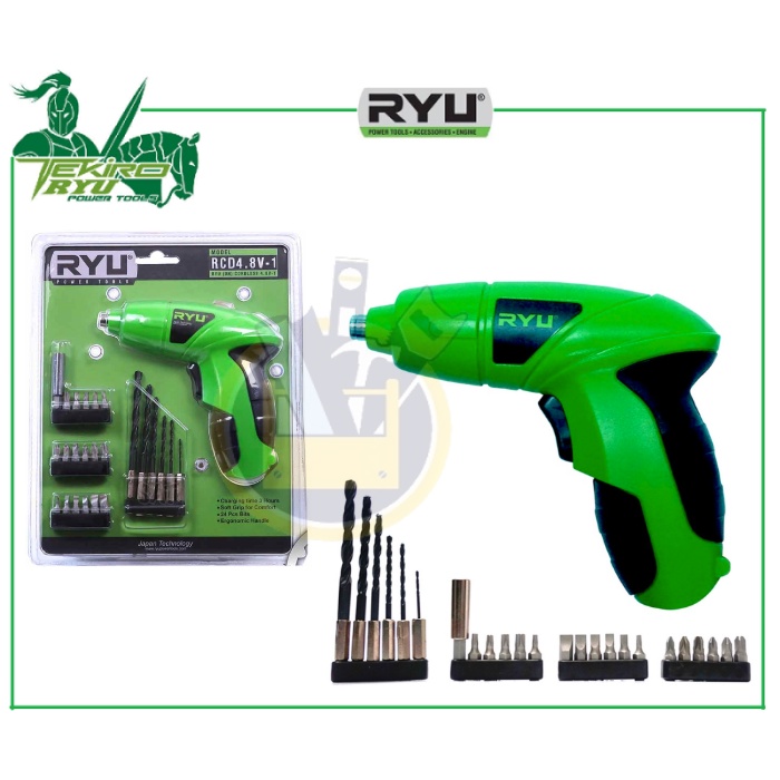 RYU Cordless Drill 4.8 V-1 Mesin Bor Obeng Baterai Buka Pasang Baut Charge Cash Listrik RCD 4.8V-1 Cordless Screwdriver MURAH ORIGINAL BERGARANSI