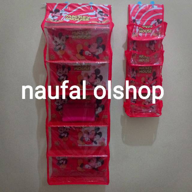 Rak set gantung 2 in 1 rak tas kosmetik karakter  mickey  