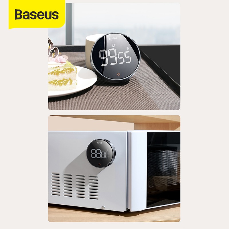 BASEUS ORIGINAL Timer HEYO PRO Rotation Countdown Digital Kitchen Alarm Pengingat Waktu Lama Jam Masak Reminder Ori