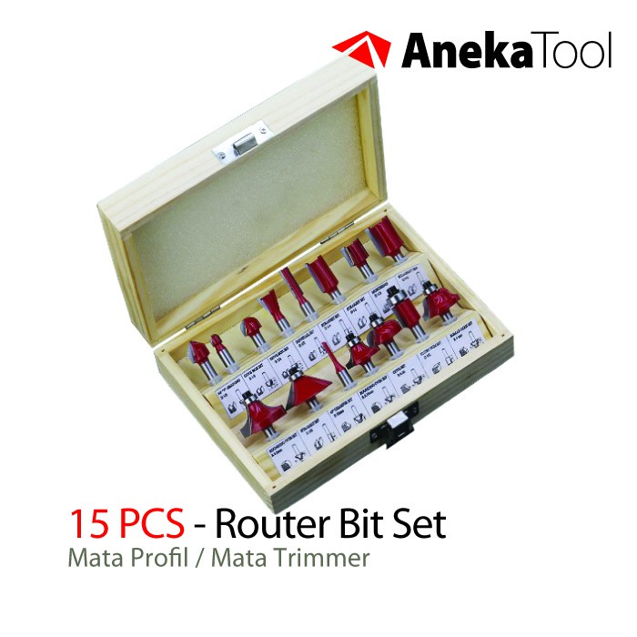 AnekaTool Mesin Router Bit Set 15 Pieces