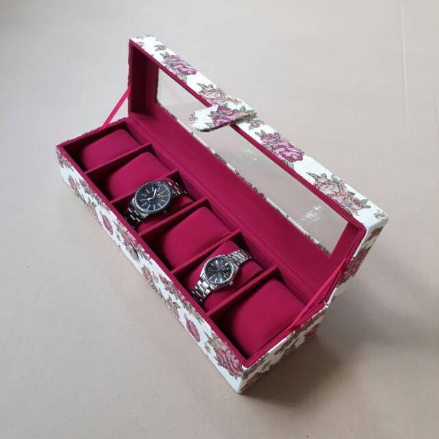 Jual Tempat Jam Tangan Isi 6 Motif Bunga "Produk Original Pengrajin
