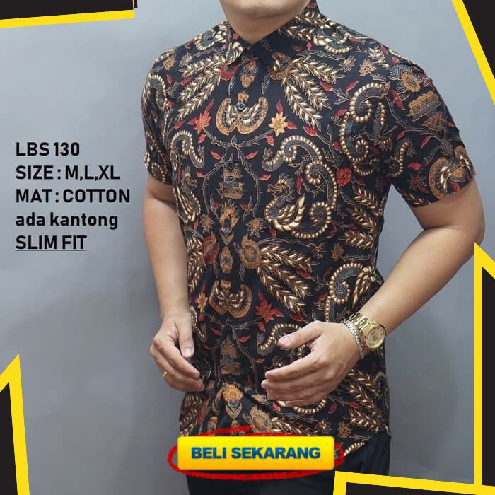 HEM KEMEJA BATIK PRIA SLIM FIT LENGAN PENDEK LUIGIBATANI LBS130