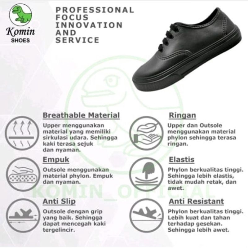 Sepatu Sneakers cewek-cowok Komin / att Hitam uk 36-43 (Bisa Untuk Sekolah)