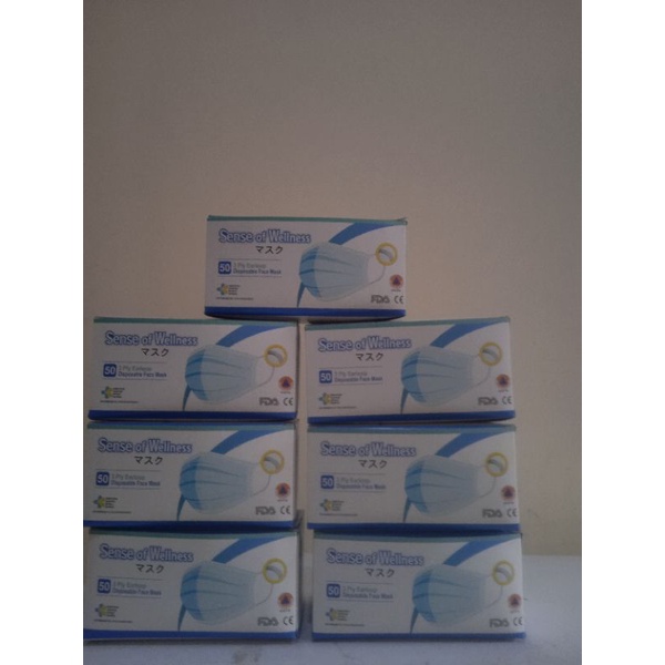 Masker Sense Of Wellness Original Emboss Ready 3 Ply Earloop Surgical Facemask isi 50pcs Termurah