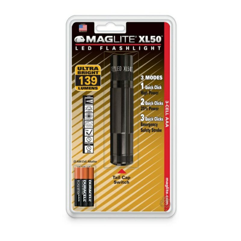 ORIGINAL MAGLITE SENTER LED HANGPACK XL50-S3016 HITAM