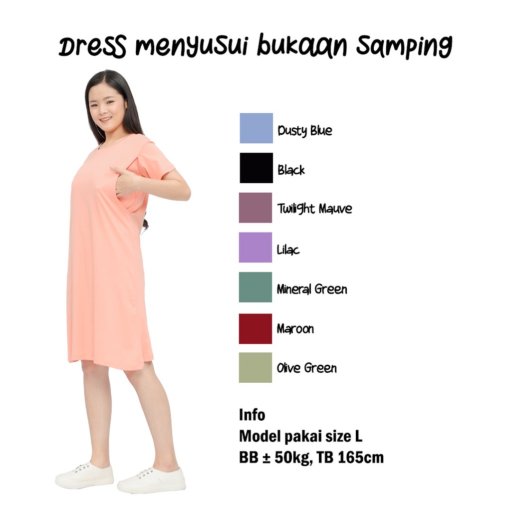 Dress ibu menyusui baju rok busui katun kaos combed, tencel dan bamboo 30s