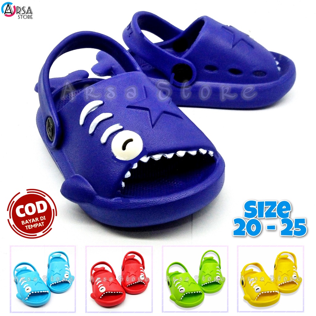 Sandal Baby Shark Anak Laki Laki Umur 1 2  tahun / Sendal Baim Anak Bayi Cowok Motif Hiu / Sandal Gala Sky / Kado Murah Untuk Anak