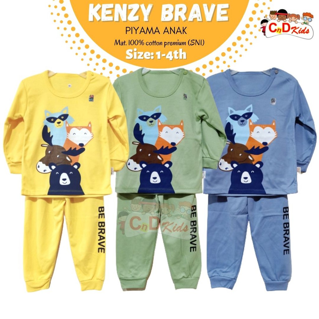 Baju Tidur Setelan Piyama Anak Kenzy Kaos Lembut Cotton Premium SNI