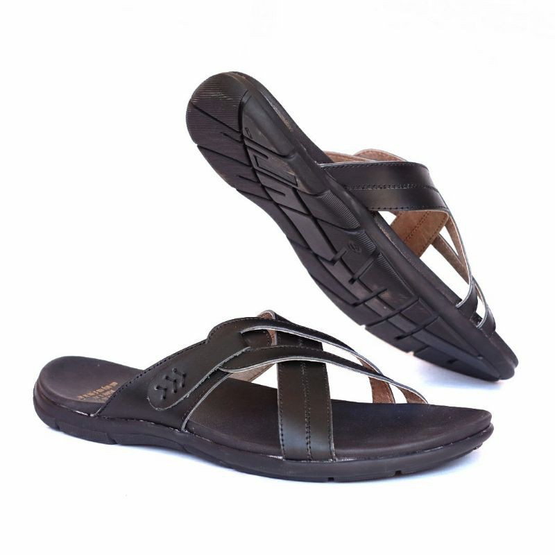 SANDAL KULIT PRIA 05 CEVANY BLACK BROWN TAN KULIT SAPI ASLI ORIGINAL