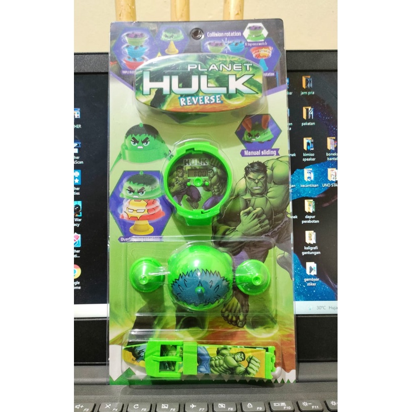 Jam tangan anak  musik bermotif karakter banyak T melodi musik led-hulk gasing