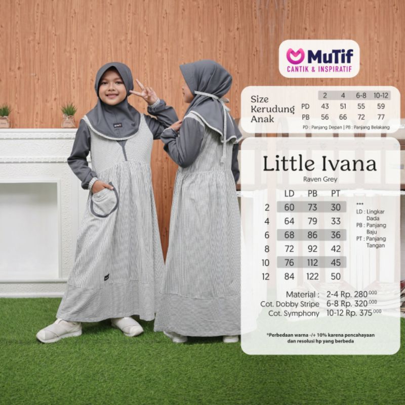 Mutif Sarimbit Ivana Raven Grey Mutif Ivana Little Ivana Mutif Man Cakra Little Cakra Baju Muslim Gamis Sarimbit Keluarga Family Series Lebaran Terbaru Ori Set