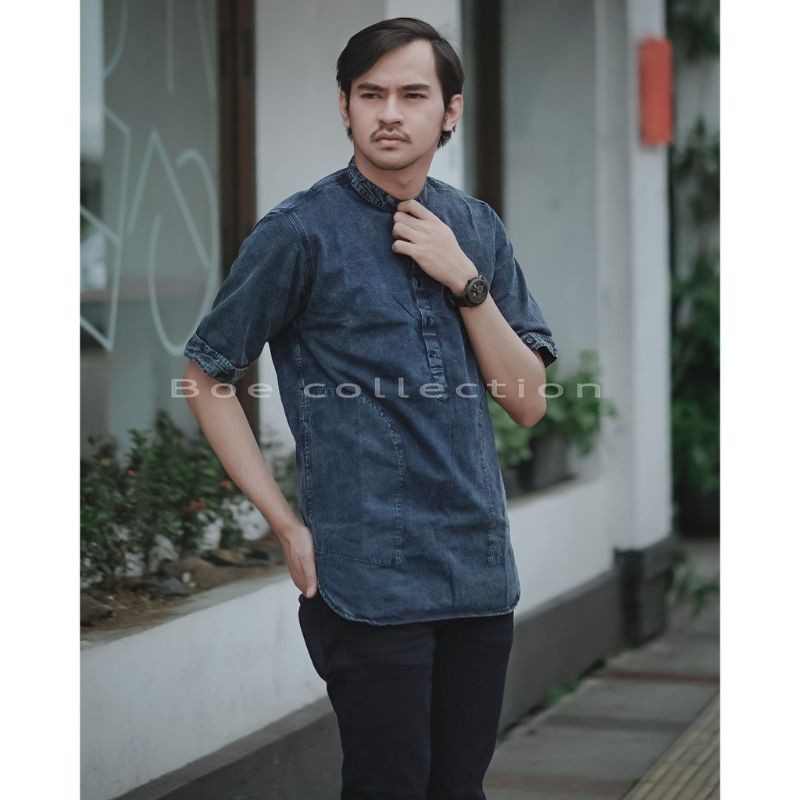 Kurta levis 3/4 Kurta jeans Baju koko kurta Kurta pakistan Busana muslim pria Atasan pria Kemeja pri