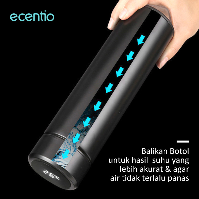 ecentio Termos Air Panas Tumbler Stainless LED Digital Anti Tumpah Termos Vakum Botol Minum Tahan Panas Dan Dingin 500ml