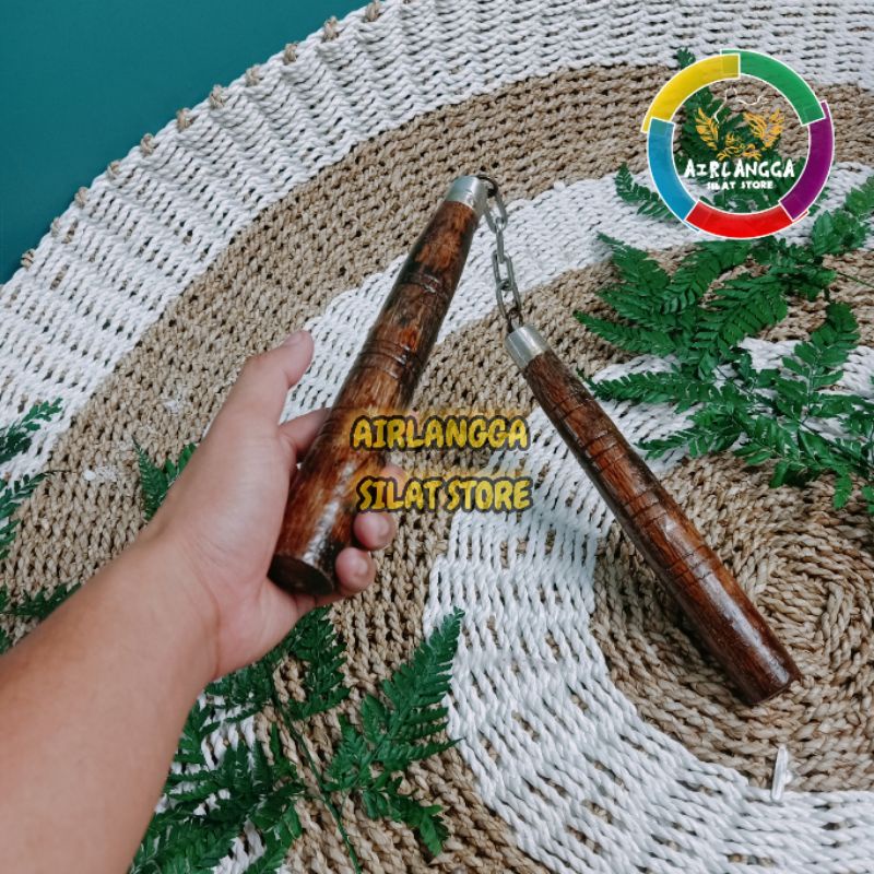 Double stik kayu nunchaku ruyung model kayu dobel stik kayu Nunchaku kayu LOKAL GLGU