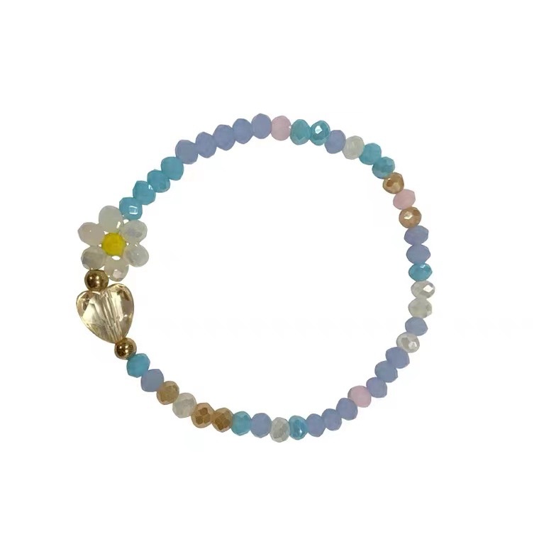 Flower Icy Crystal Color Bead Bracelet Design Sense Fashion Bracelet for Women