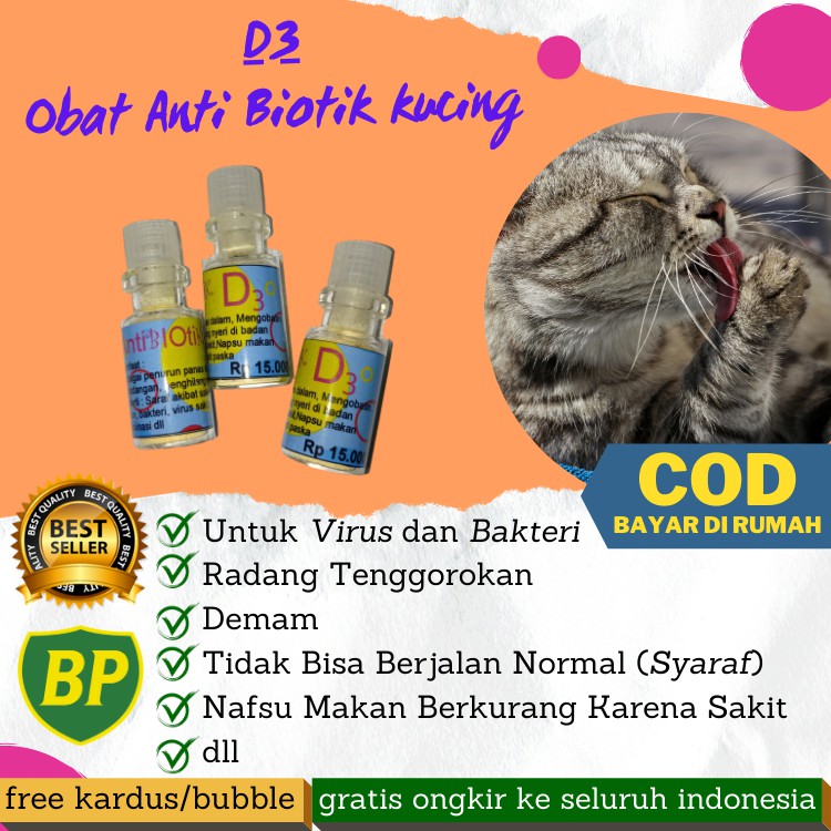 PROMO Suplemen Vitamin D3 Antibiotik Virus Kucing, Radand Tenggorokan Kucing