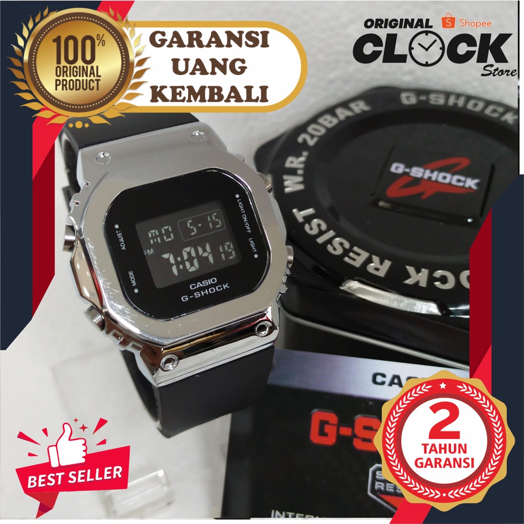 JAM TANGAN PRIA WANITA | RANTAI | KULIT | KARET | MURAH | G-SHOCK GM-S5600 PRIA ORI KARET CRome silv