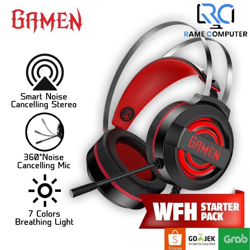 Headset Gaming GAMEN GH1100 With 7 LED Color Breathing Lighting Effect GH-1100