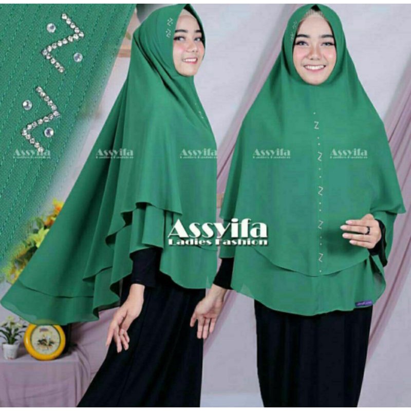 KHIMAR JUMBO SYARI 2 LAYER ASSYIFA PAYET TERBARU 2022//KHIMAR SYARI JUMBO TERLARIS