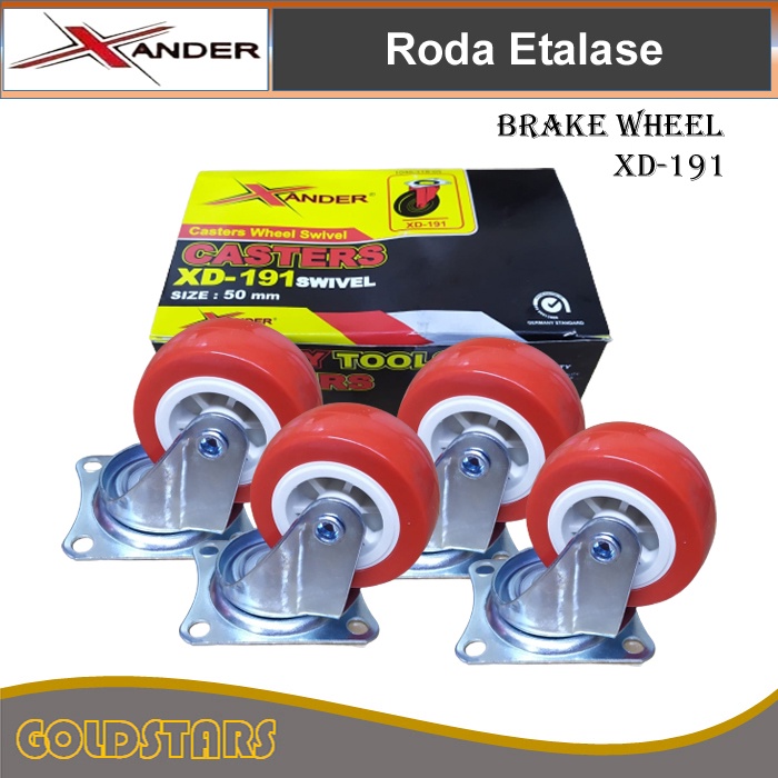 Roda 2inch 4pcs 50mm - Xander Roda Etalase Troli Gerobak (Hidup)