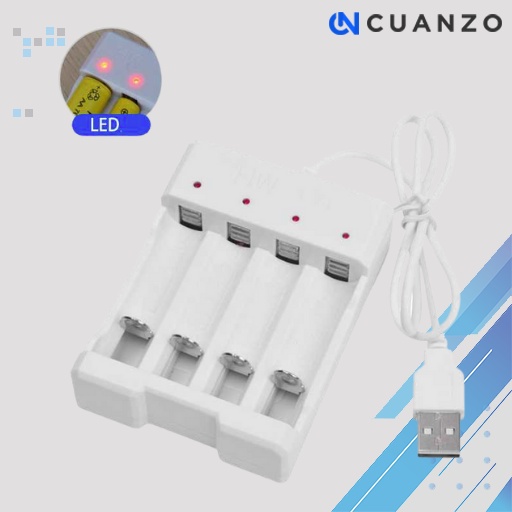 Charger Baterai USB Plug 4 slot for AA/AAA / Alat Pengisi Daya Charger Carger Cas Ces Casan Chasan Pengecas Batu Baterai Batre Batrai Battre Batrei Batterai Battery Aa Aaa Jam Senter Fast Charging Universal Wireless Cepat Termurah Kotak Isi 6 Auto Murah