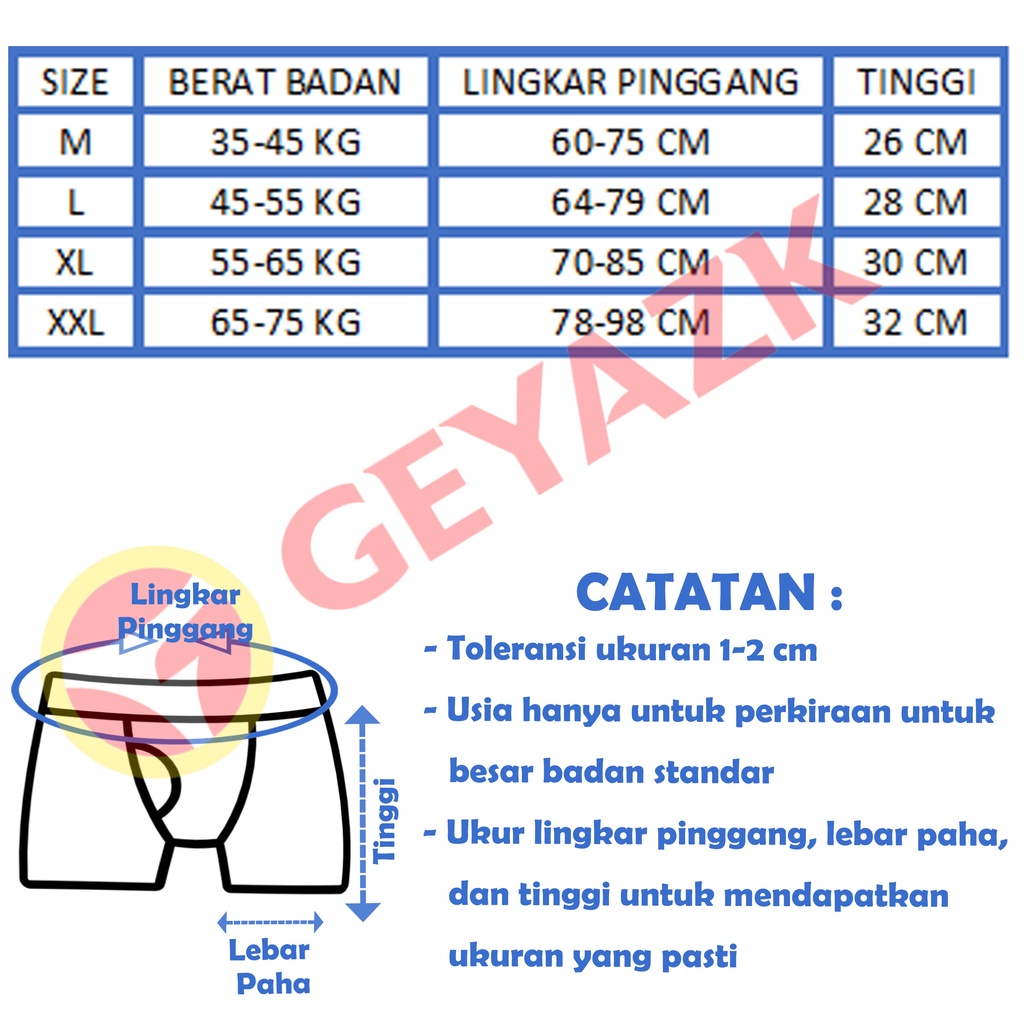 3Pcs Boxer Pria Celan Pendek Laki