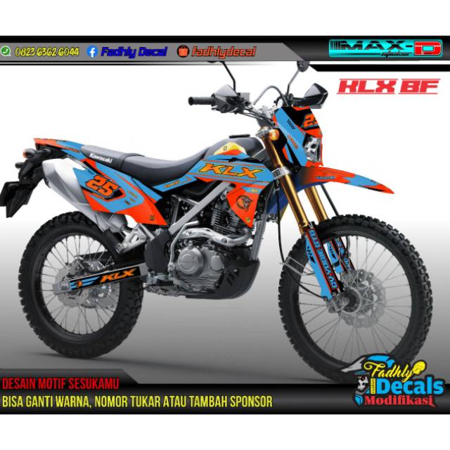 Decal klx bf orange biru