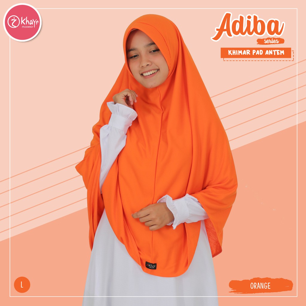 Kerudung Wanita Syari Khimar Adiba Panjang Pet Antem Warna Oren Shopee Indonesia