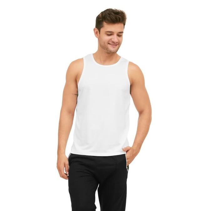 Vanmarvell Singlet Polos DryFit - Tank Top Dalaman Pria - Putih