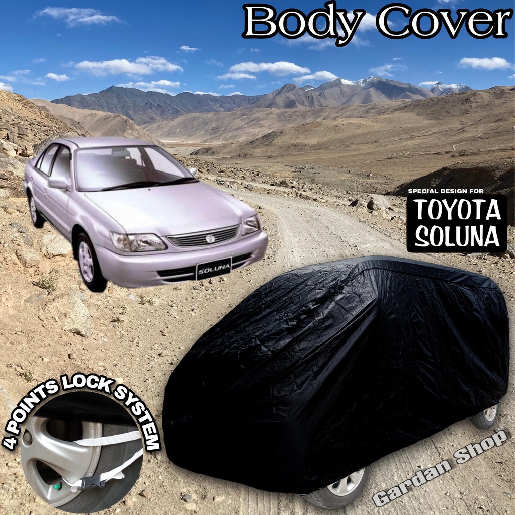 Sarung Mobil TOYOTA SOLUNA Hitam POLOS Body Cover Toyota Soluna Full Black