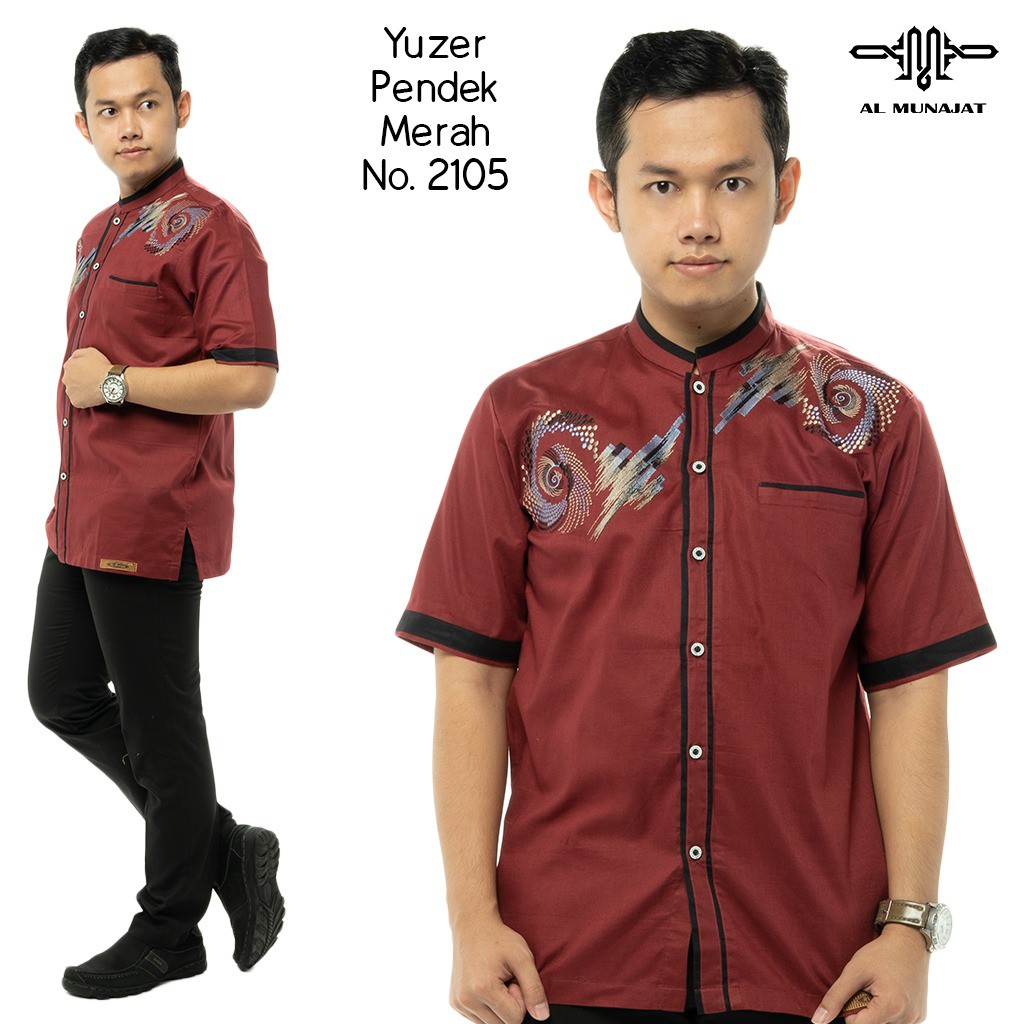 Baju Koko Pria Lengan Pendek Premium Al-Munajat M Sampai XL Baju Lebaran