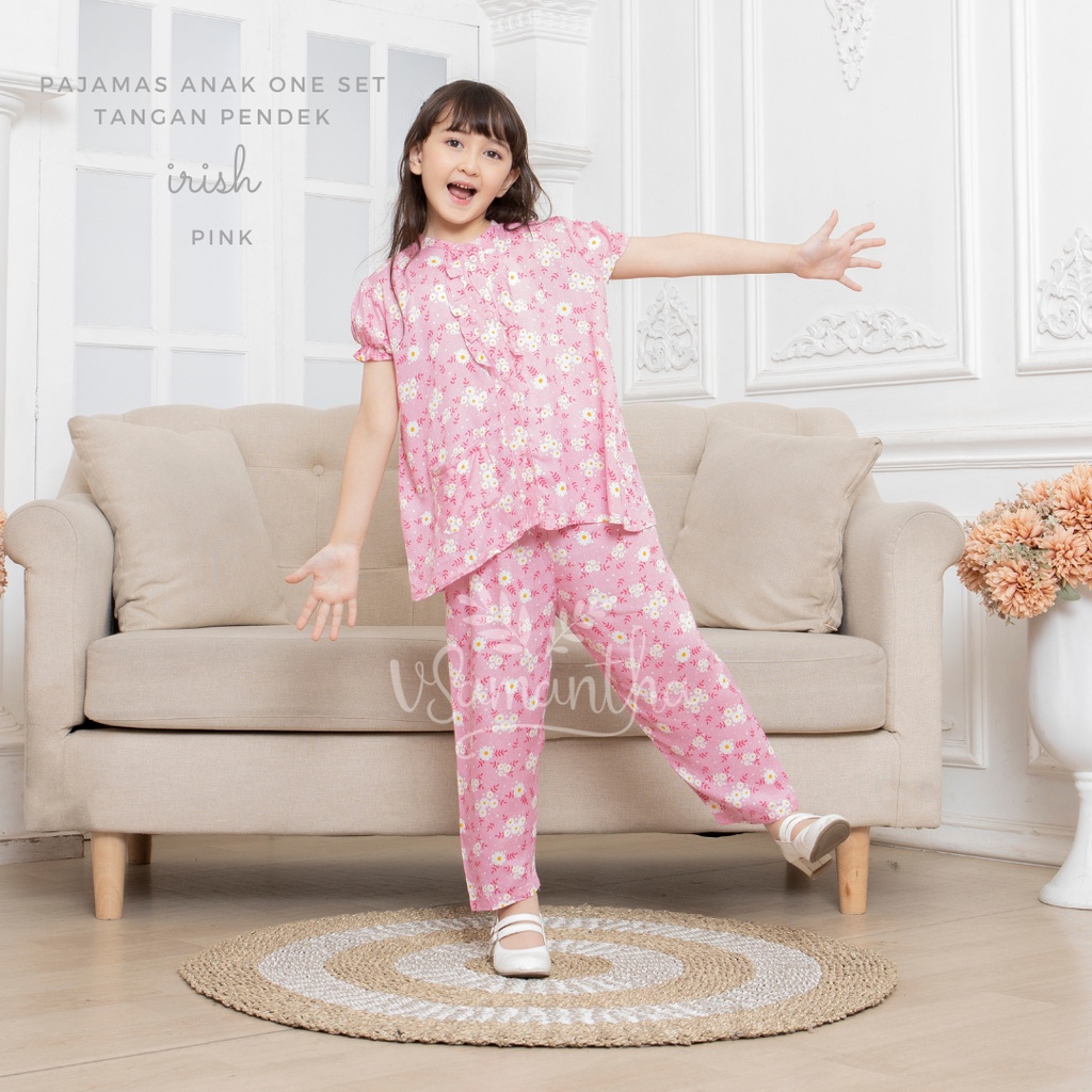 One Set Piyama Rayon Pendek Anak Motif