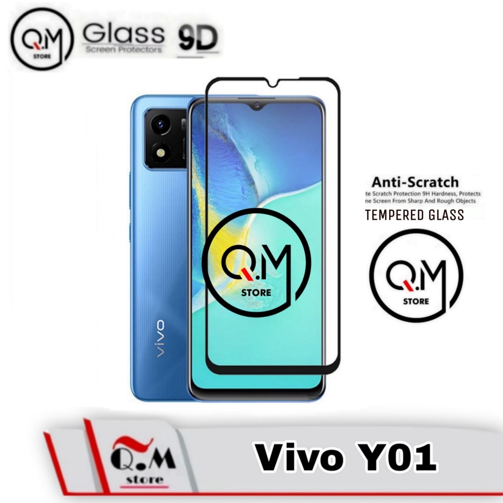 Tempered Glass Layar 9D Vivo Y01 Anti Gores  Screen Guard Pelindung Layar