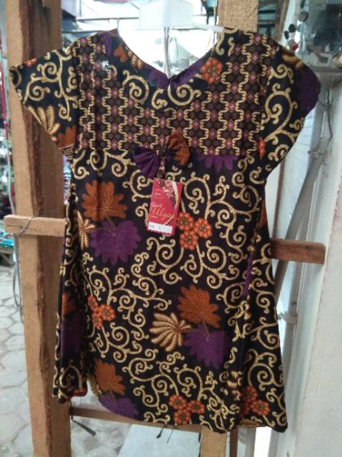 DRESS BATIK ANAK USIA 5-7 TAHUN DENGAN BUNGA - FASHION ANAK PEREMPUAN - SOUVENIR MURAH KHAS JOGJA